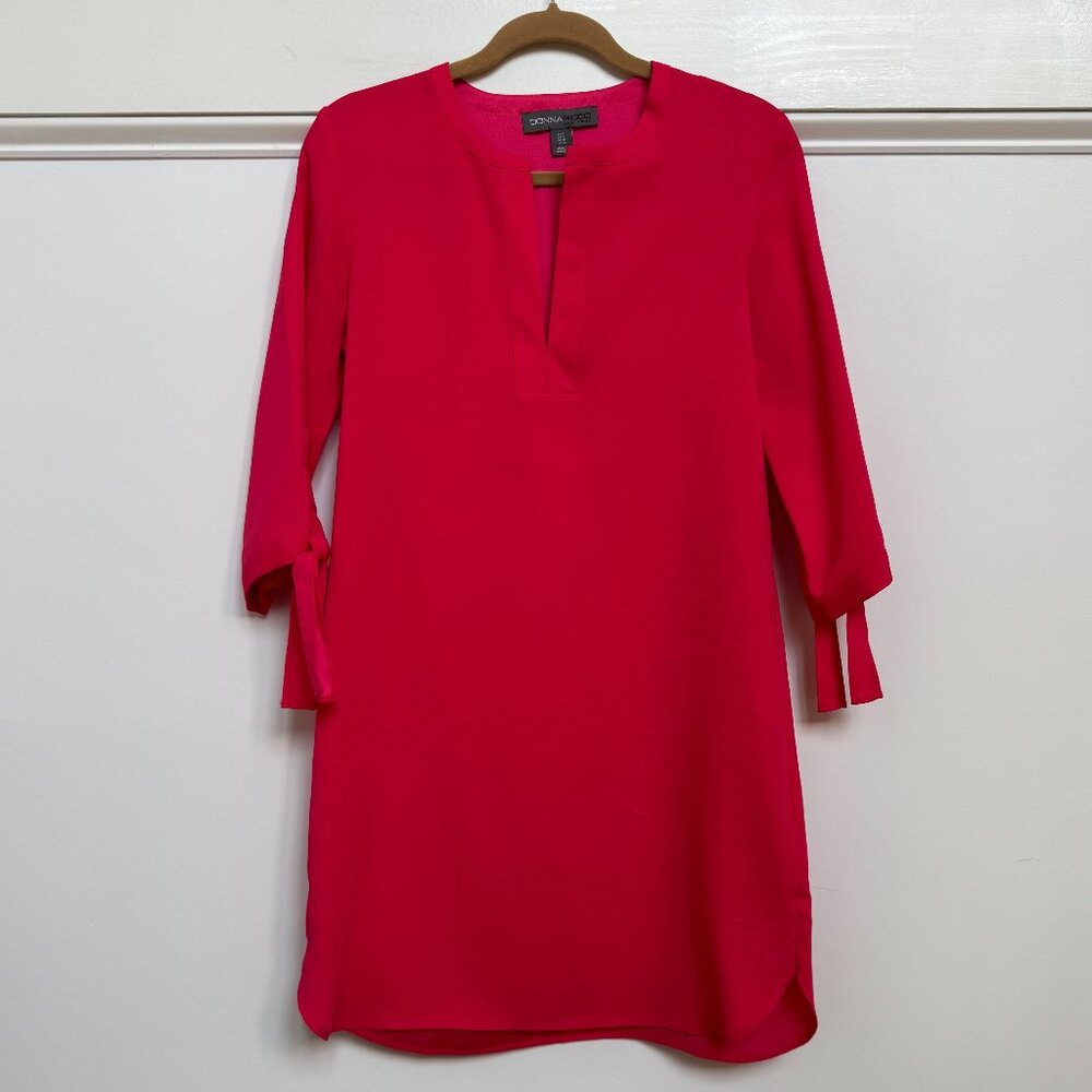 Donna Ricco - Bright Pink A-Line Bright Pink/Coral Mini Dress - Size 6